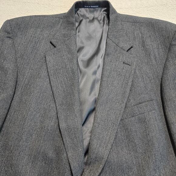 Lands End Men's 100% Lambswool Herringbone Blazer Sports Coat Sz 48L - Picture 2 of 13